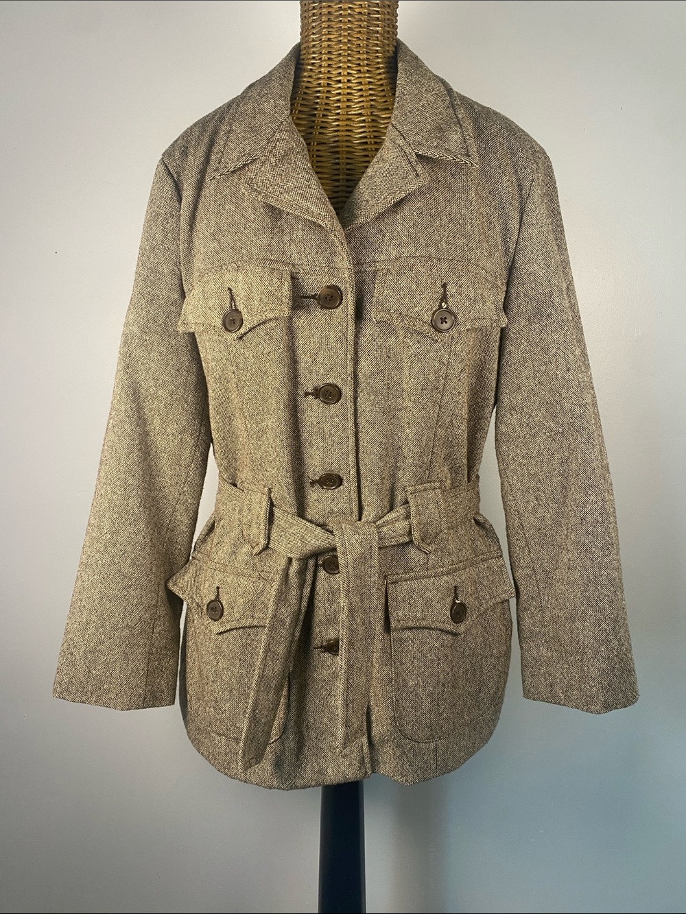 Old Navy Brown Tweed Belted Utility Jacket